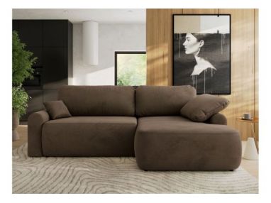 Narożnik CUBO L - strona prawa - brązowy, welwet