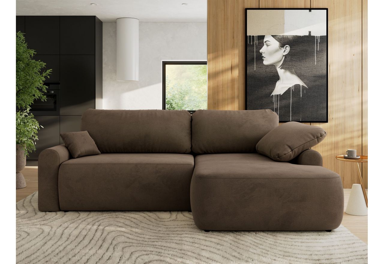 Narożnik CUBO L - strona prawa - brązowy, welwet