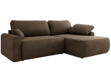 Narożnik CUBO L - strona prawa - brązowy, welwet