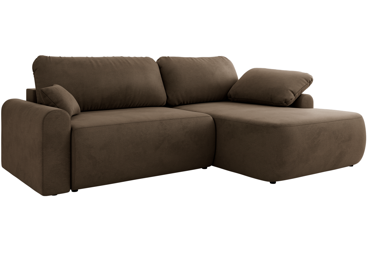 Narożnik CUBO L - strona prawa - brązowy, welwet