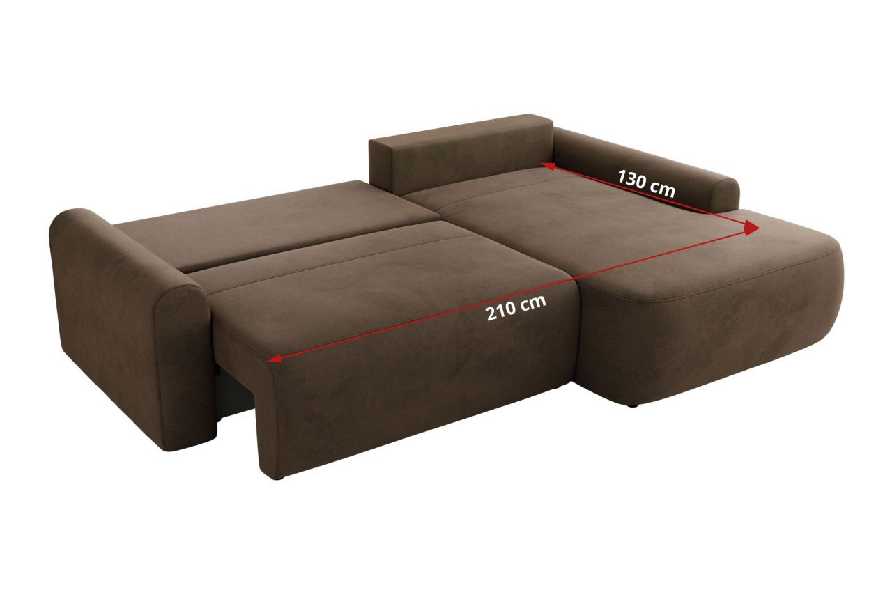 Narożnik CUBO L - strona prawa - brązowy, welwet