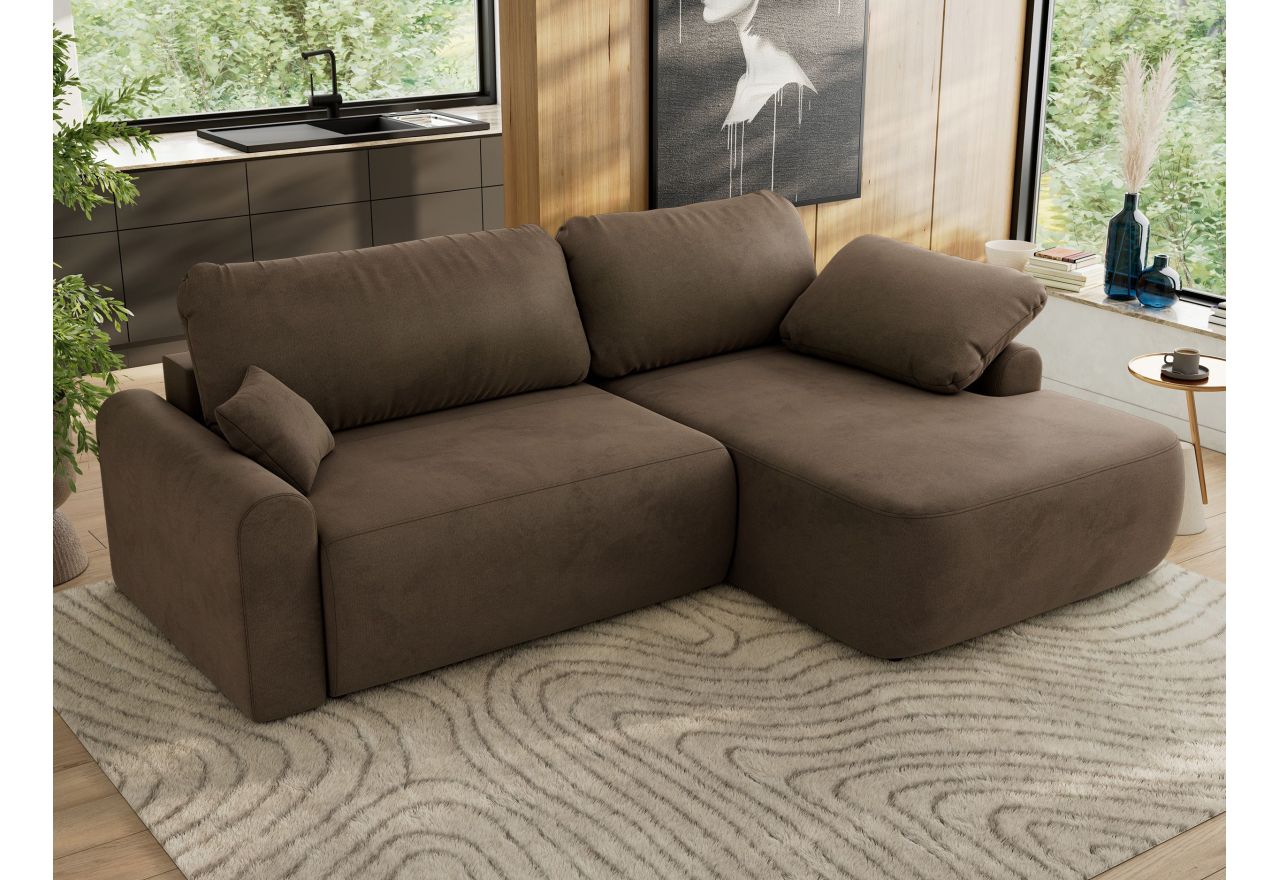 Narożnik CUBO L - strona prawa - brązowy, welwet