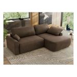 Narożnik CUBO L - strona prawa - brązowy, welwet