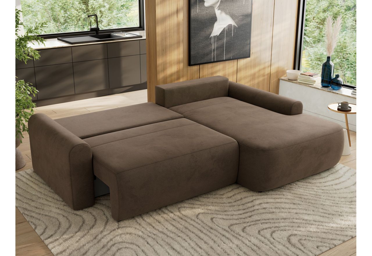 Narożnik CUBO L - strona prawa - brązowy, welwet