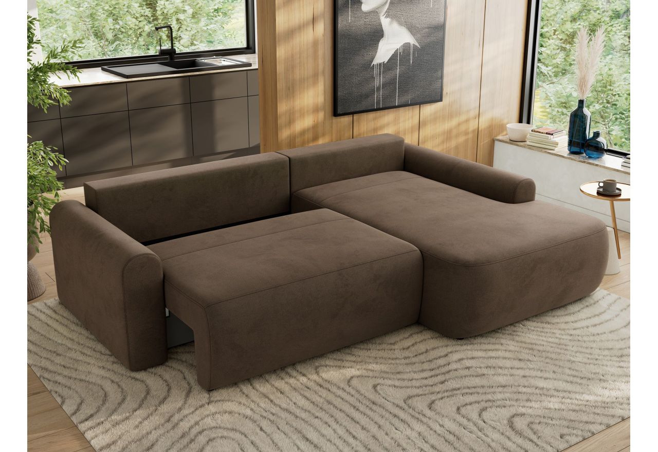 Narożnik CUBO L - strona prawa - brązowy, welwet