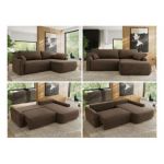 Narożnik CUBO L - strona prawa - brązowy, welwet