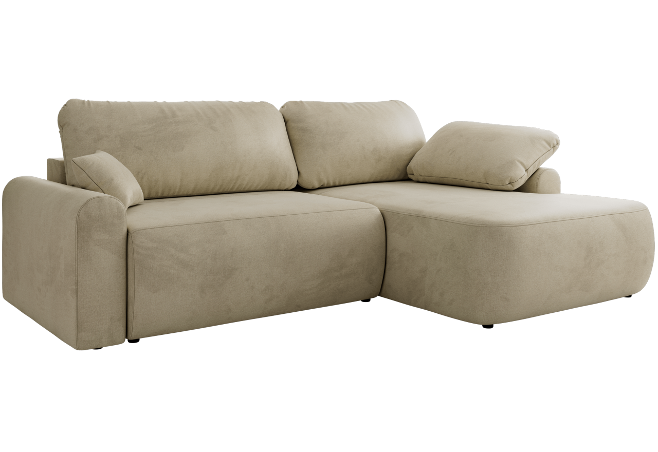 Narożnik CUBO L - strona prawa - beżowy, welwet