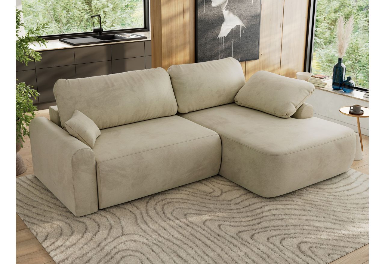 Narożnik CUBO L - strona prawa - beżowy, welwet