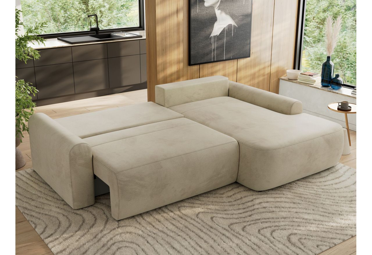 Narożnik CUBO L - strona prawa - beżowy, welwet