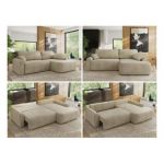 Narożnik CUBO L - strona prawa - beżowy, welwet