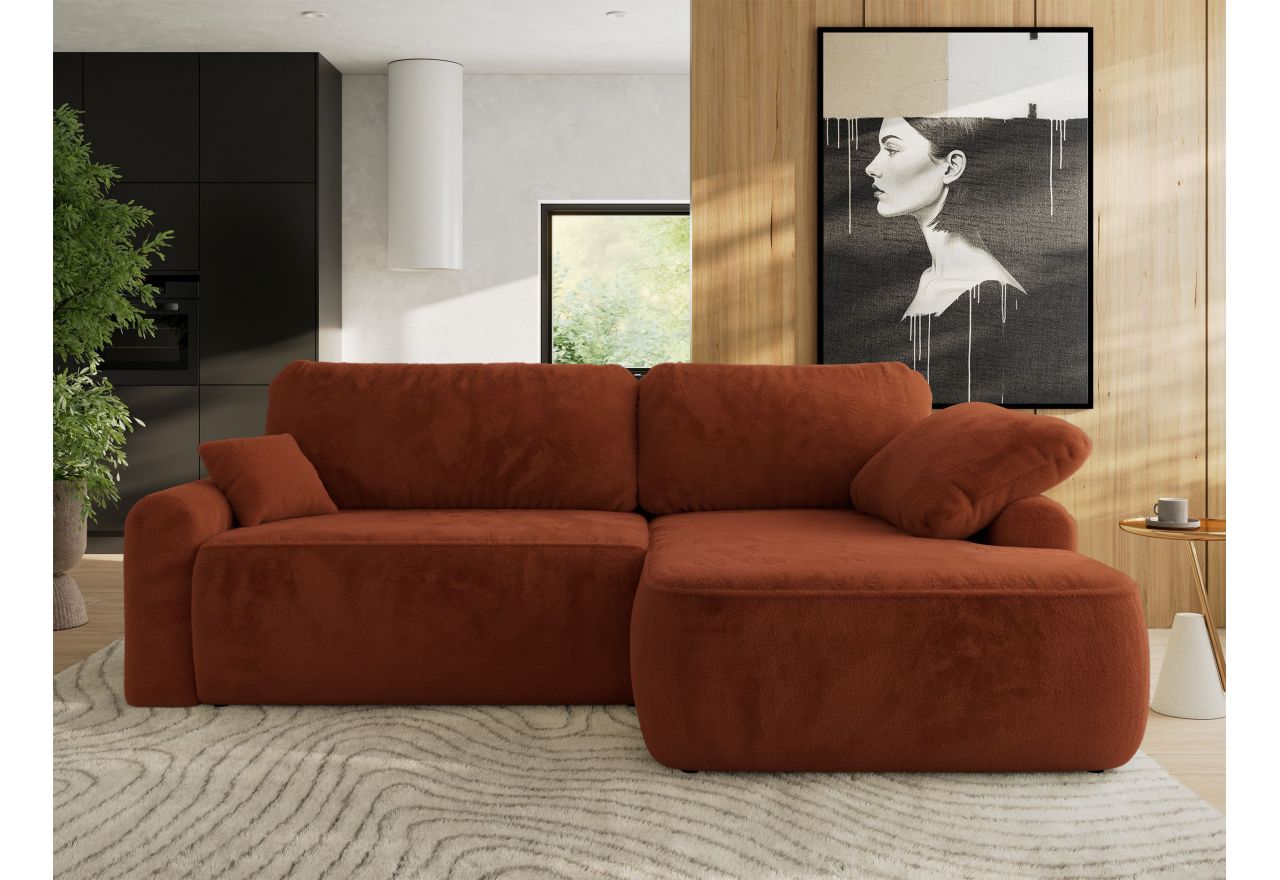 Narożnik CUBO L - strona prawa - pomarańczowy, plusz