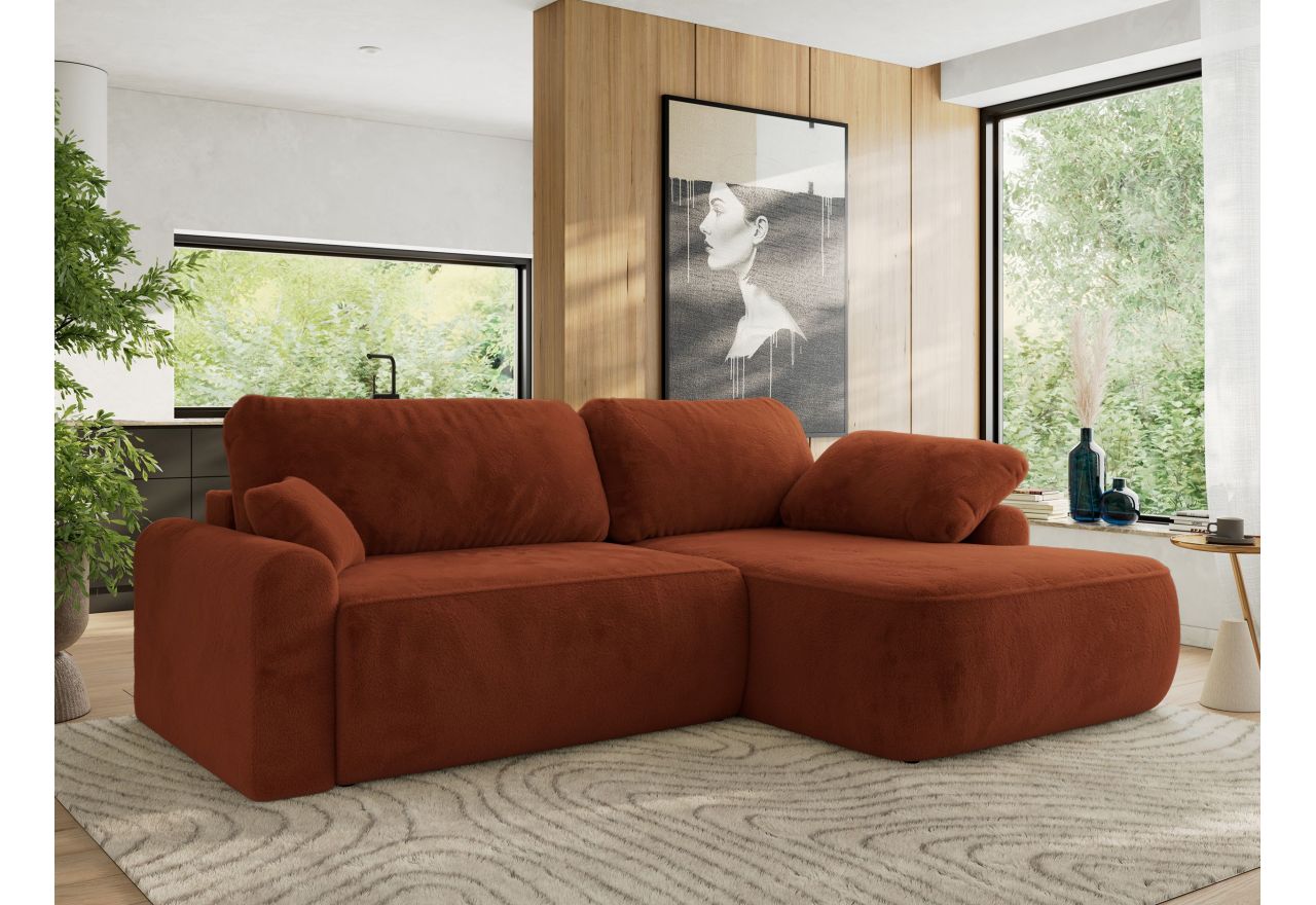 Narożnik CUBO L - strona prawa - pomarańczowy, plusz