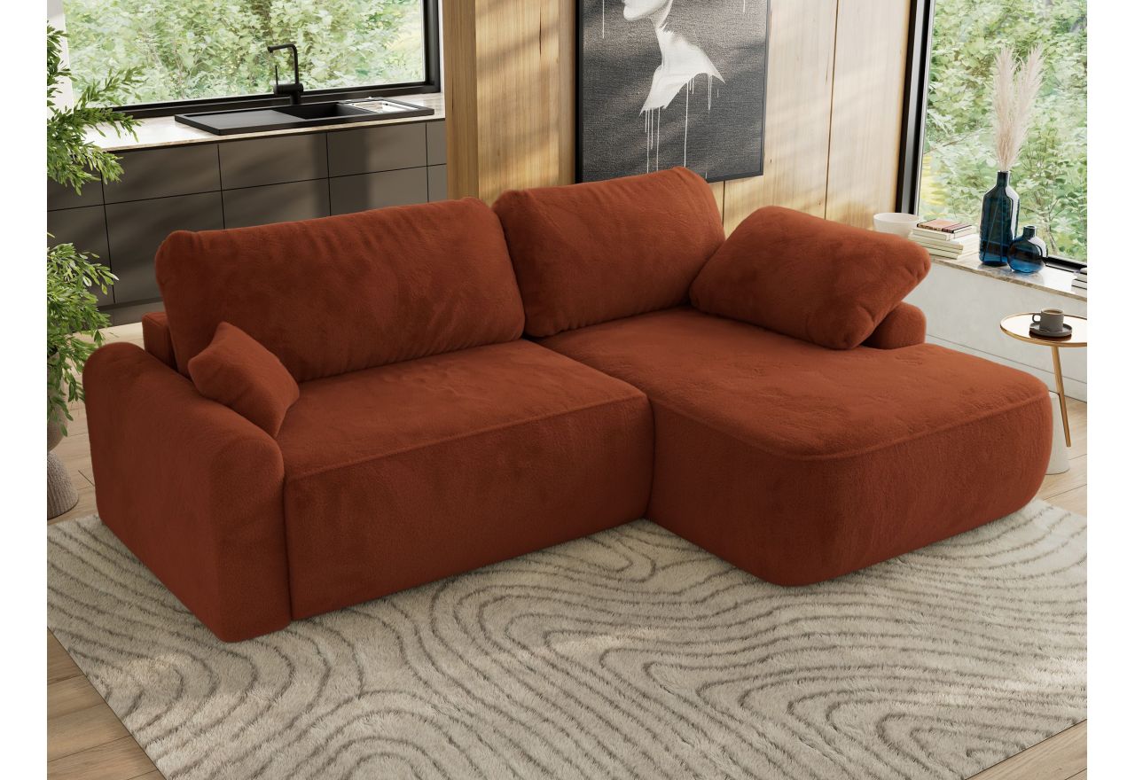 Narożnik CUBO L - strona prawa - pomarańczowy, plusz