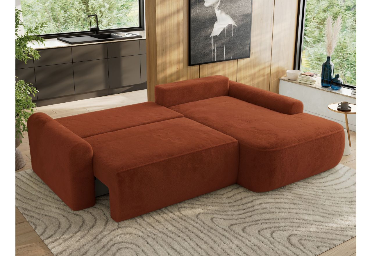 Narożnik CUBO L - strona prawa - pomarańczowy, plusz