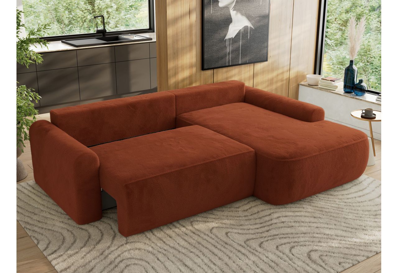 Narożnik CUBO L - strona prawa - pomarańczowy, plusz