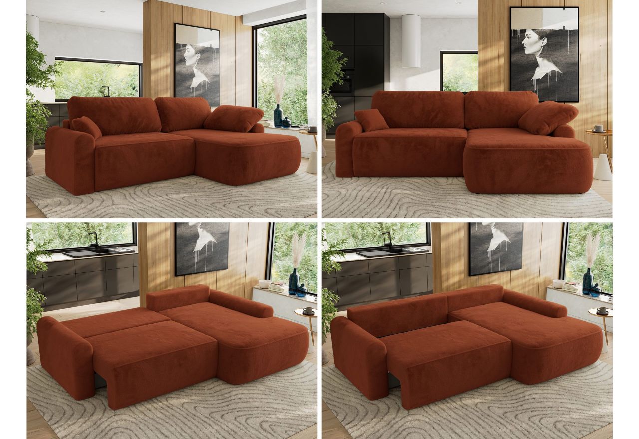 Narożnik CUBO L - strona prawa - pomarańczowy, plusz