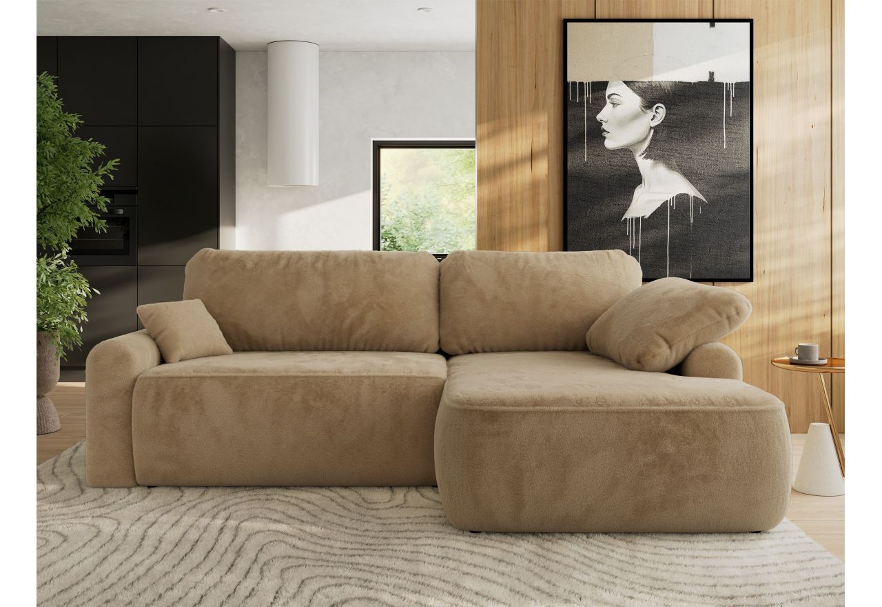 Narożnik CUBO L - strona prawa - beżowy, plusz