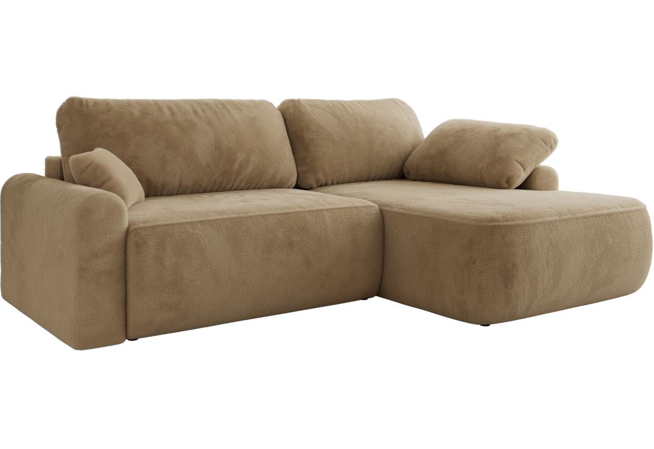 Narożnik CUBO L - strona prawa - beżowy, plusz