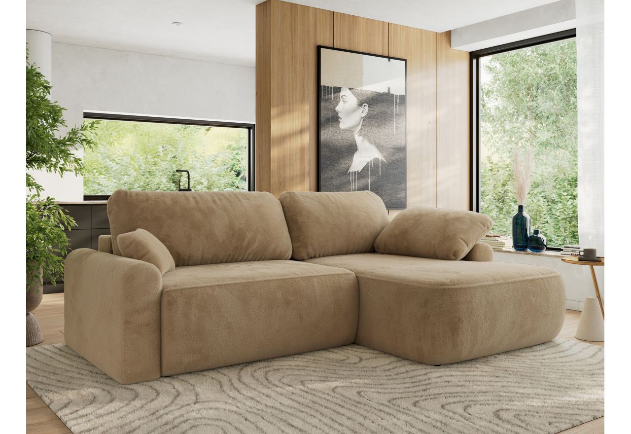 Narożnik CUBO L - strona prawa - beżowy, plusz