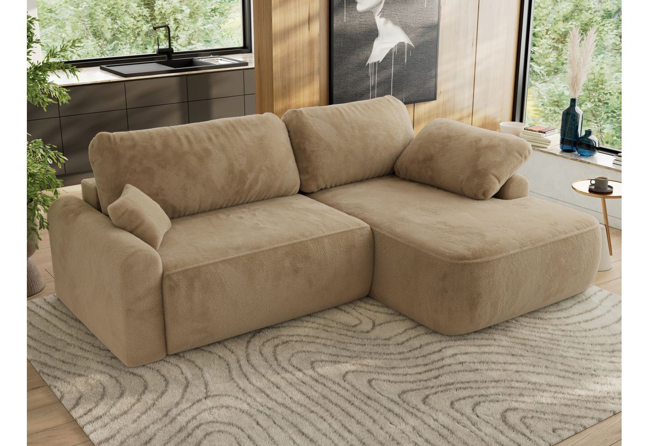 Narożnik CUBO L - strona prawa - beżowy, plusz