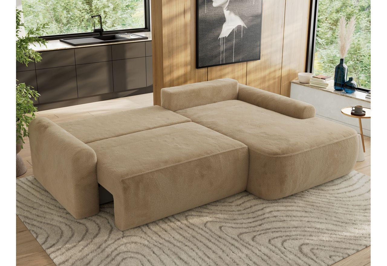 Narożnik CUBO L - strona prawa - beżowy, plusz