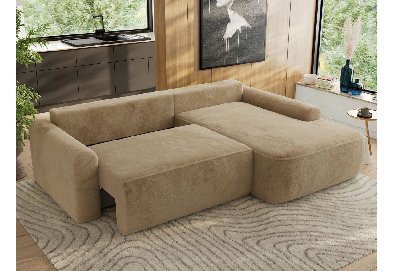 Narożnik CUBO L - strona prawa - beżowy, plusz