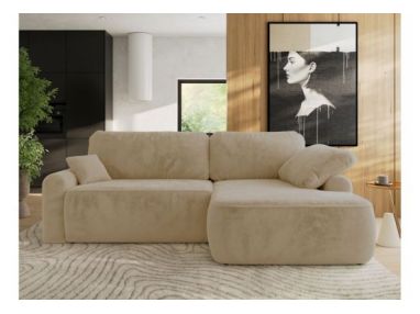 Narożnik CUBO L - strona prawa - kremowy, plusz