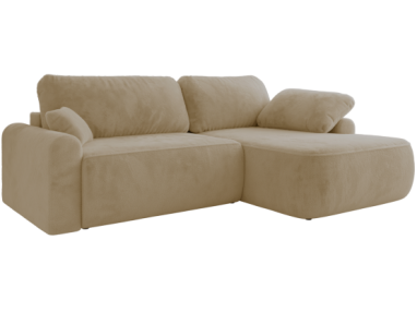 Narożnik CUBO L - strona prawa - kremowy, plusz