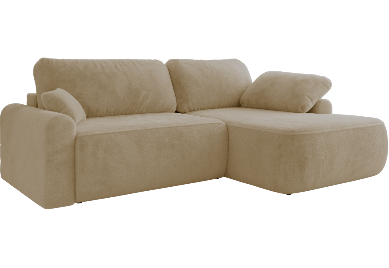 Narożnik CUBO L - strona prawa - kremowy, plusz