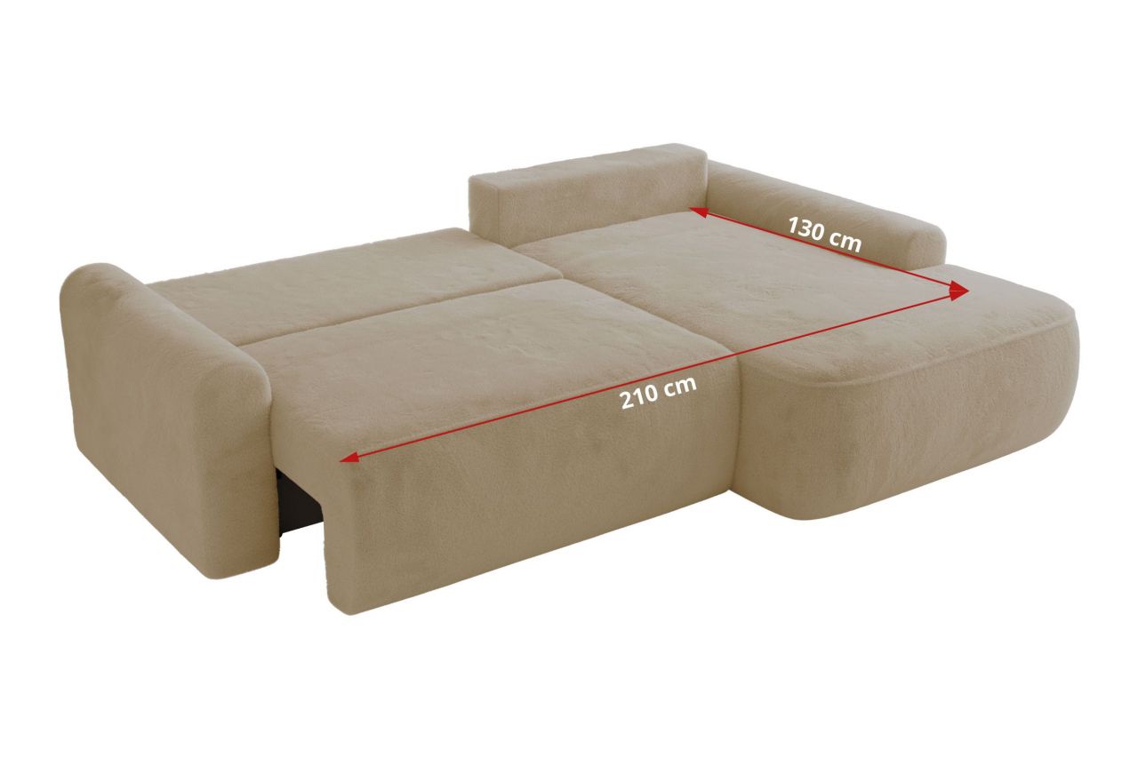 Narożnik CUBO L - strona prawa - kremowy, plusz