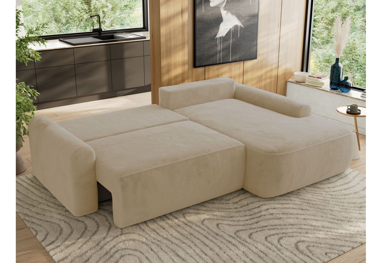 Narożnik CUBO L - strona prawa - kremowy, plusz