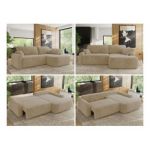 Narożnik CUBO L - strona prawa - kremowy, plusz