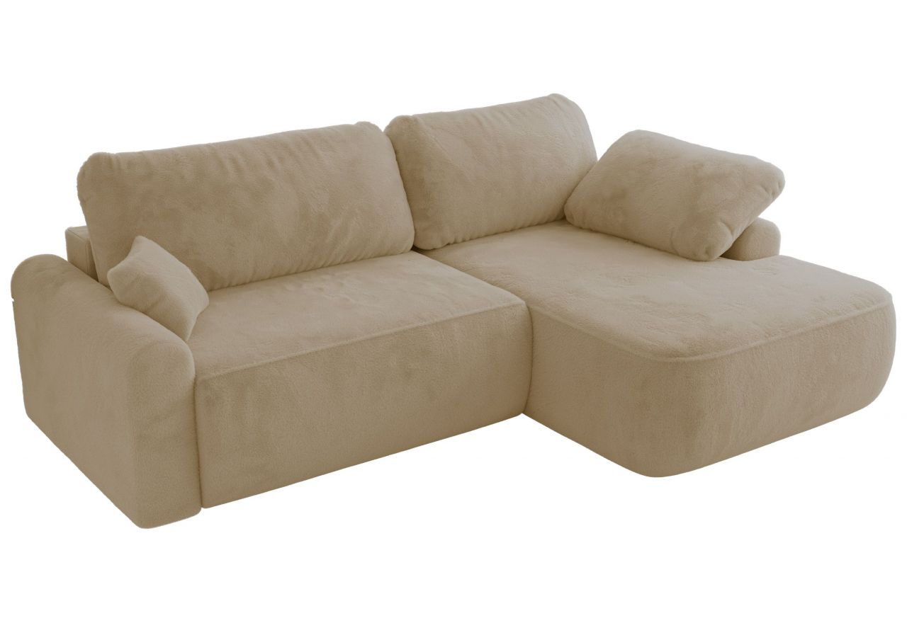 Narożnik CUBO L - strona prawa - kremowy, plusz