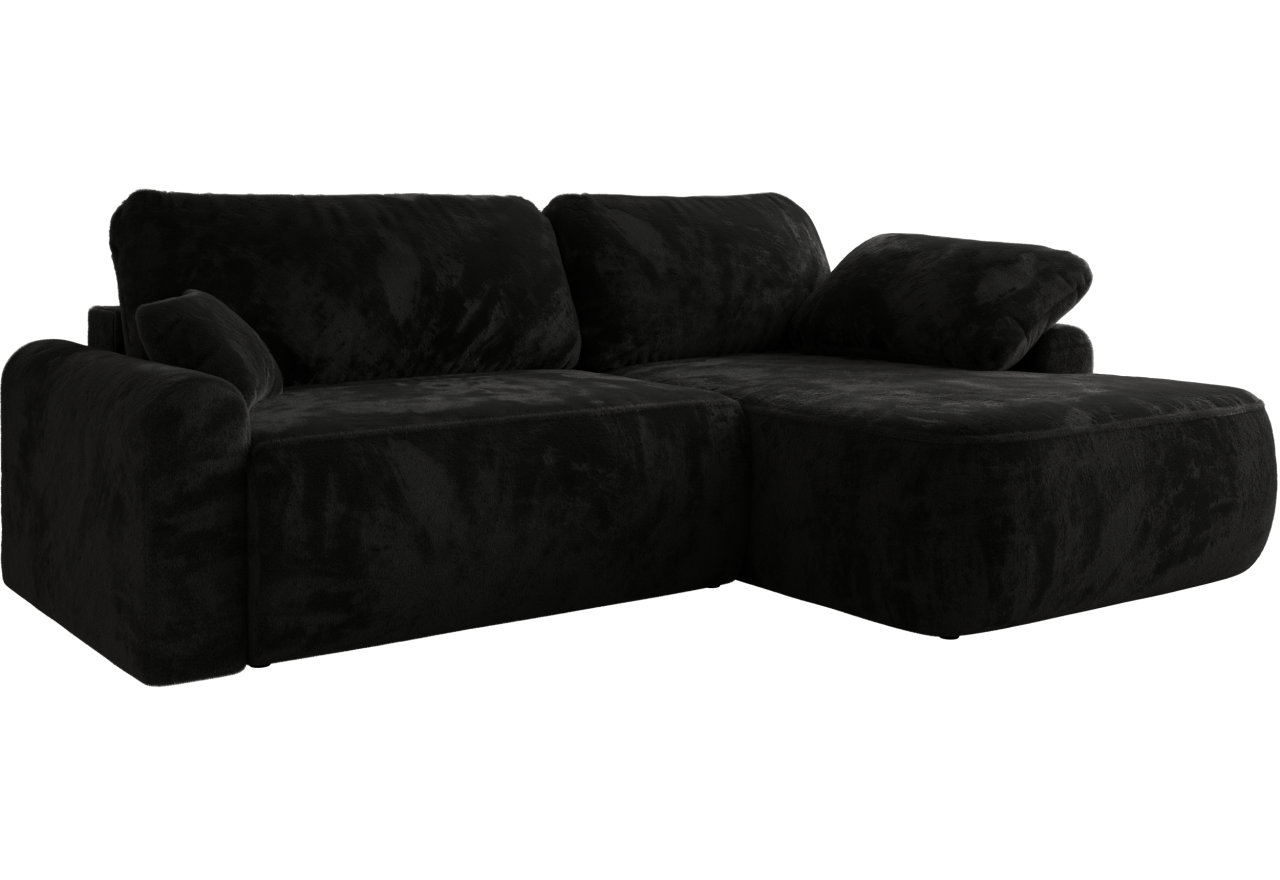 Narożnik CUBO L - strona prawa - czarny, plusz