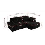 Narożnik CUBO L - strona prawa - czarny, plusz