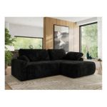 Narożnik CUBO L - strona prawa - czarny, plusz