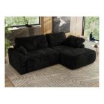 Narożnik CUBO L - strona prawa - czarny, plusz