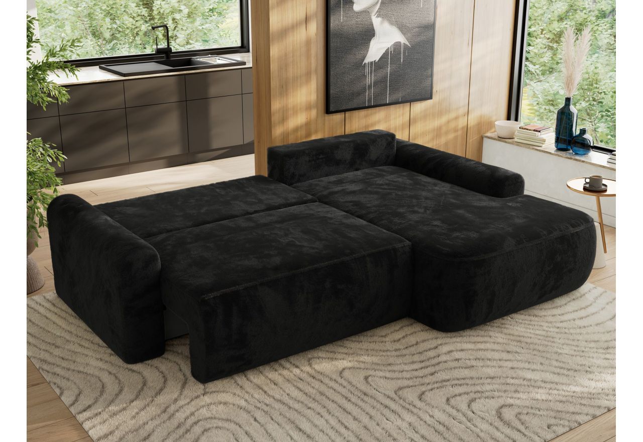 Narożnik CUBO L - strona prawa - czarny, plusz