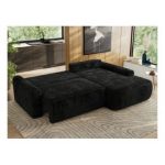 Narożnik CUBO L - strona prawa - czarny, plusz