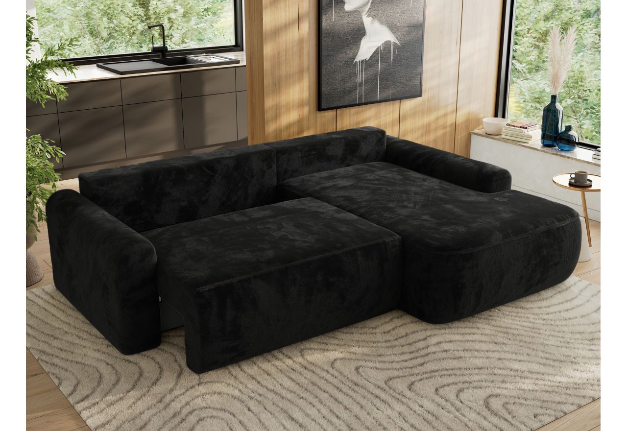 Narożnik CUBO L - strona prawa - czarny, plusz