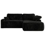 Narożnik CUBO L - strona prawa - czarny, plusz