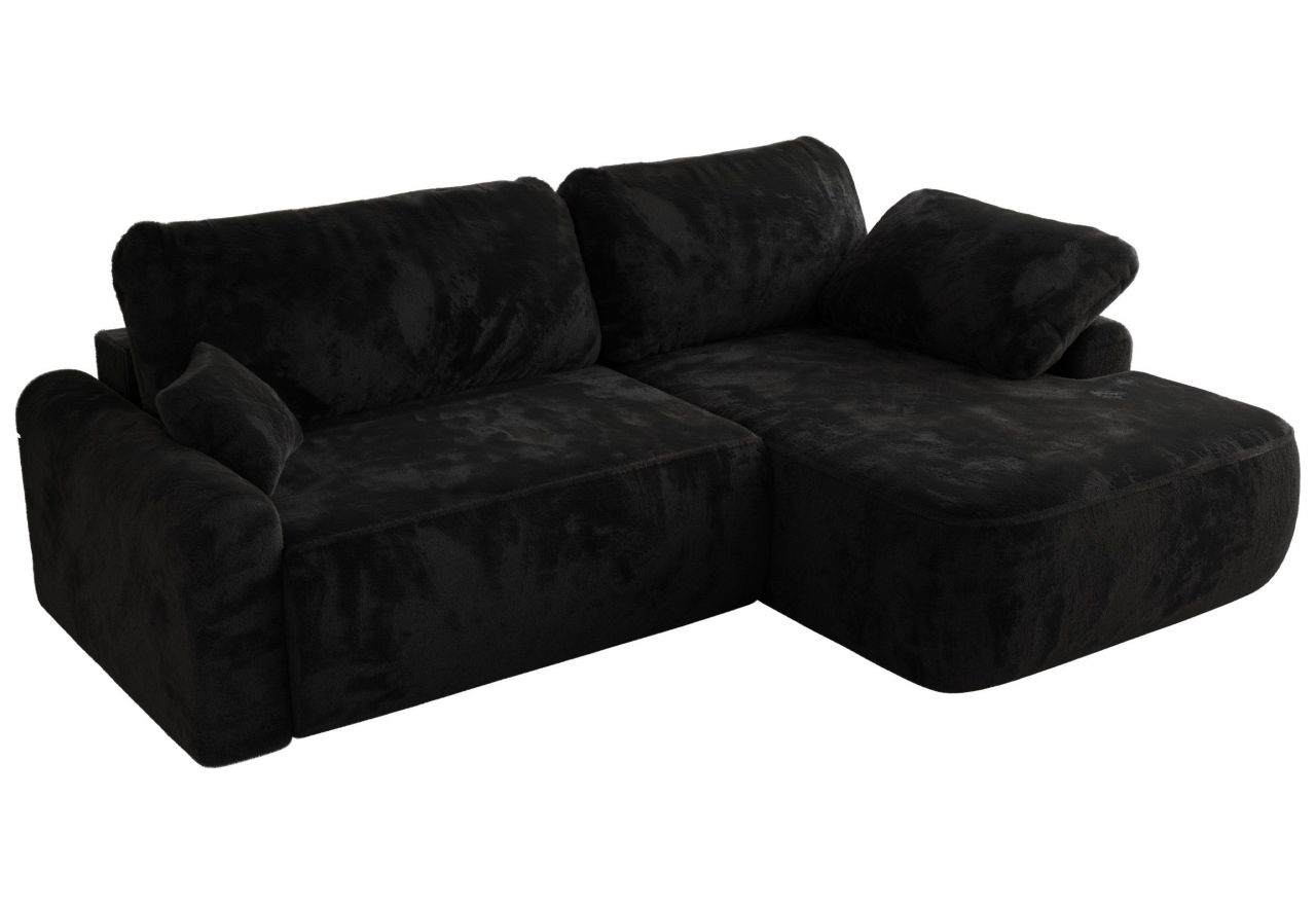 Narożnik CUBO L - strona prawa - czarny, plusz