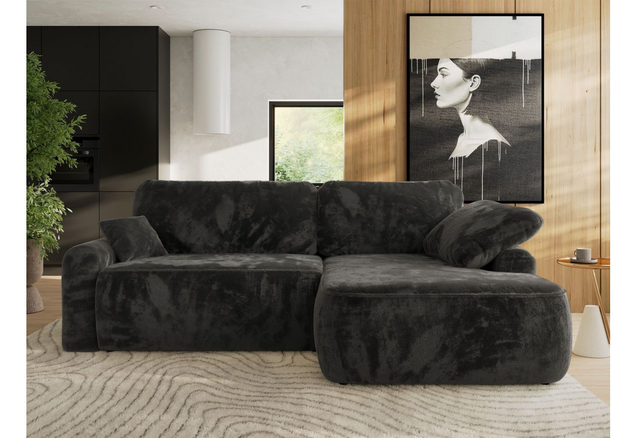 Narożnik CUBO L - strona prawa - ciemnoszary, plusz