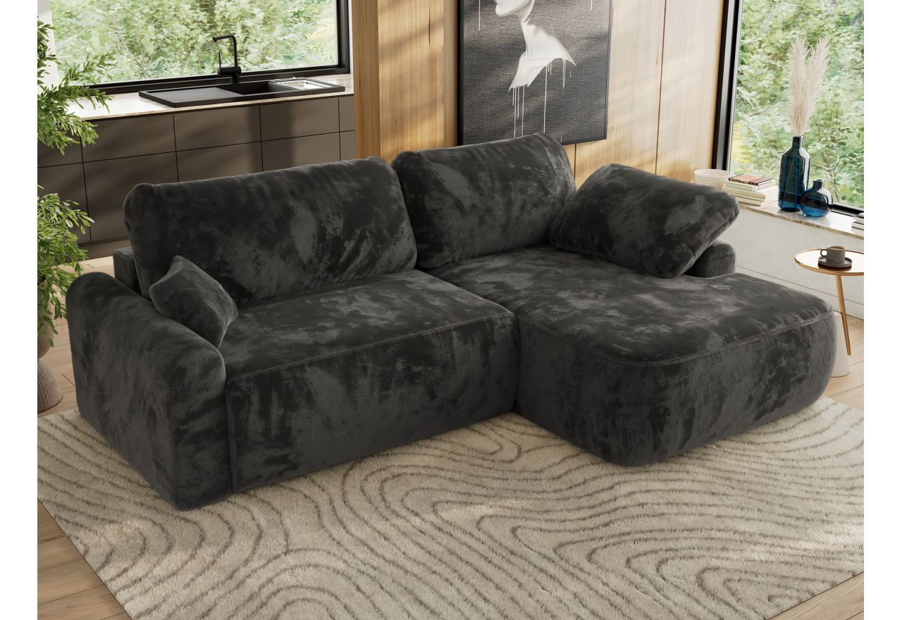 Narożnik CUBO L - strona prawa - ciemnoszary, plusz