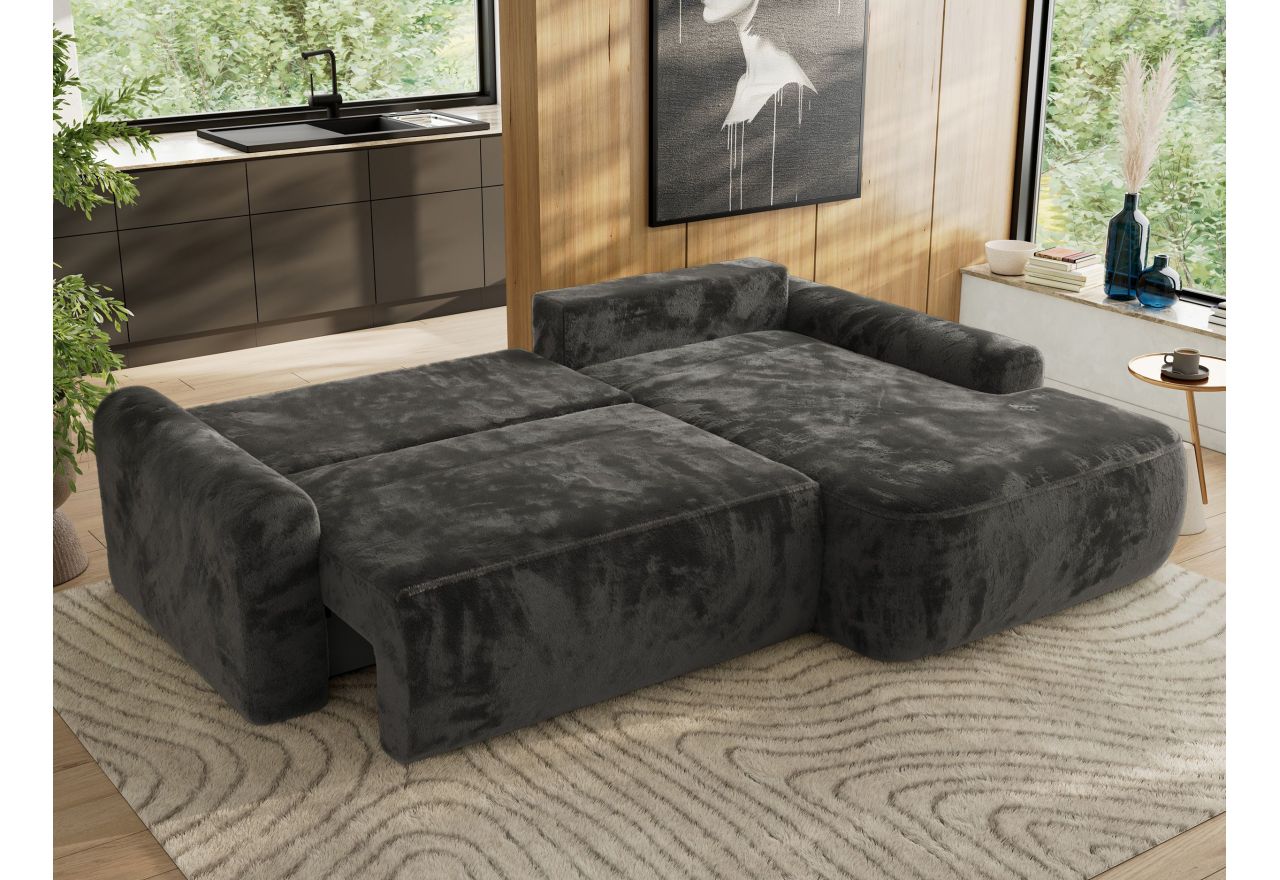 Narożnik CUBO L - strona prawa - ciemnoszary, plusz