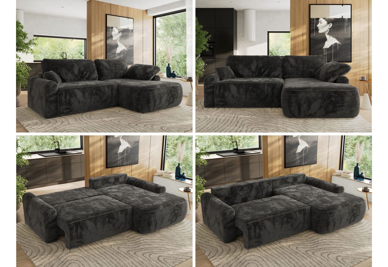 Narożnik CUBO L - strona prawa - ciemnoszary, plusz