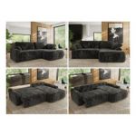 Narożnik CUBO L - strona prawa - ciemnoszary, plusz