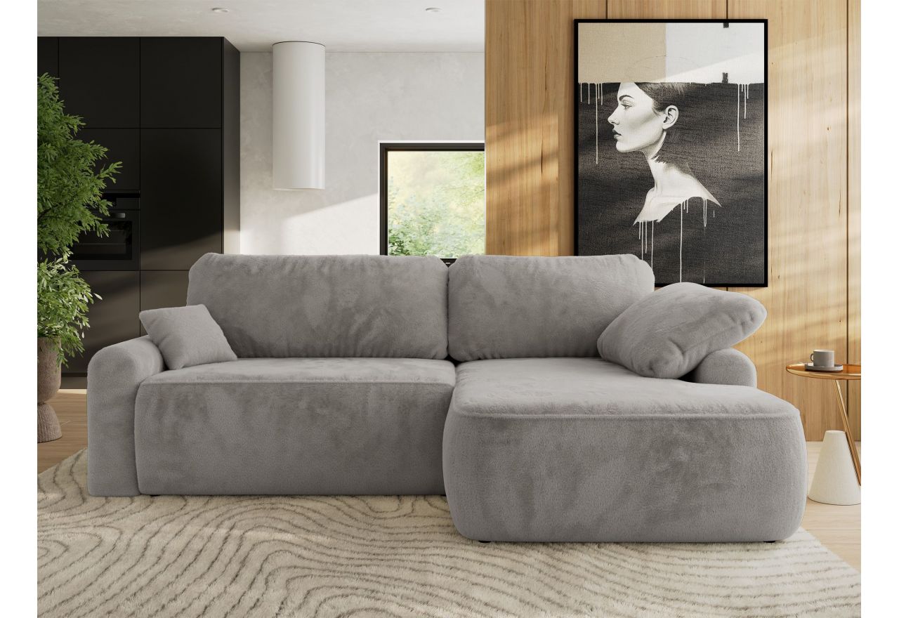 Narożnik CUBO L - strona prawa - jasnoszary, plusz