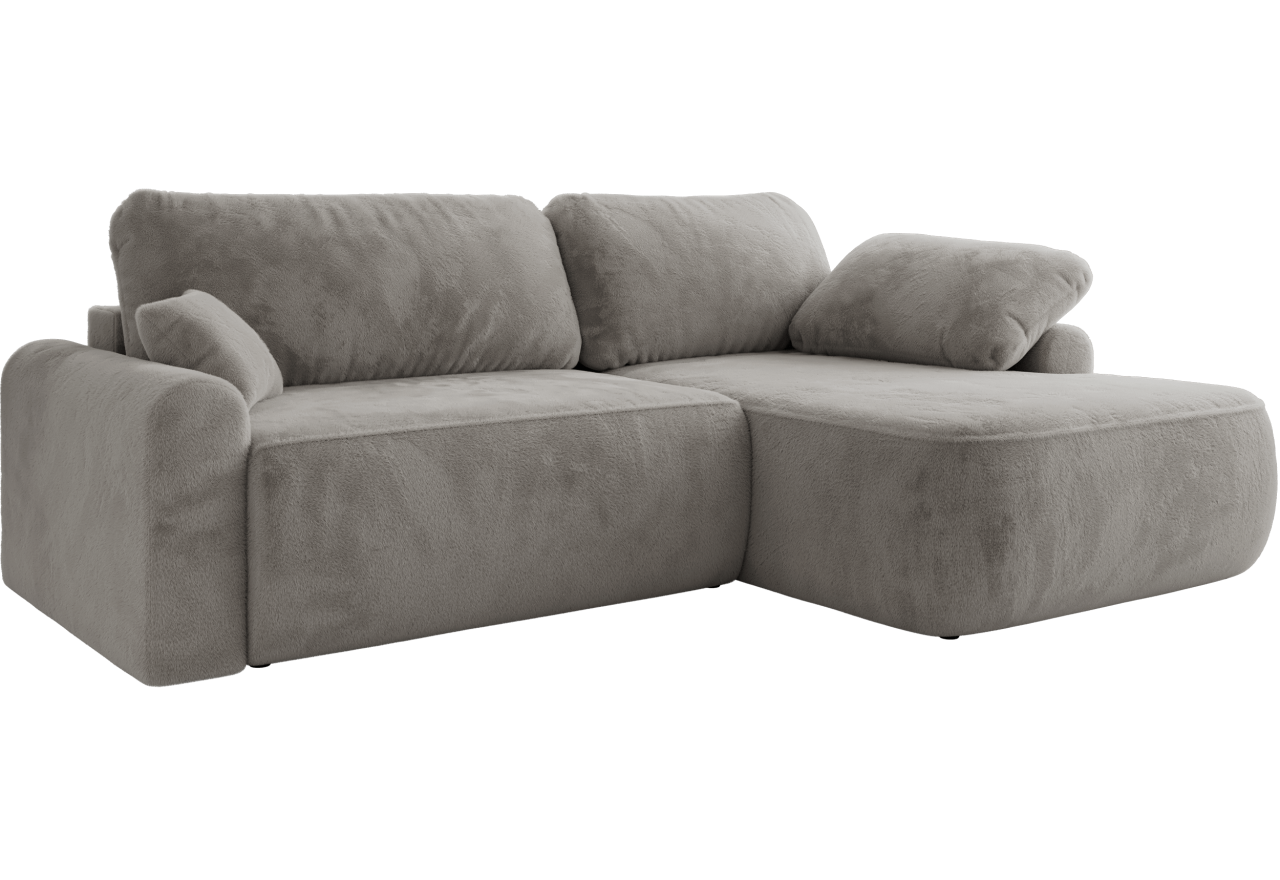 Narożnik CUBO L - strona prawa - jasnoszary, plusz