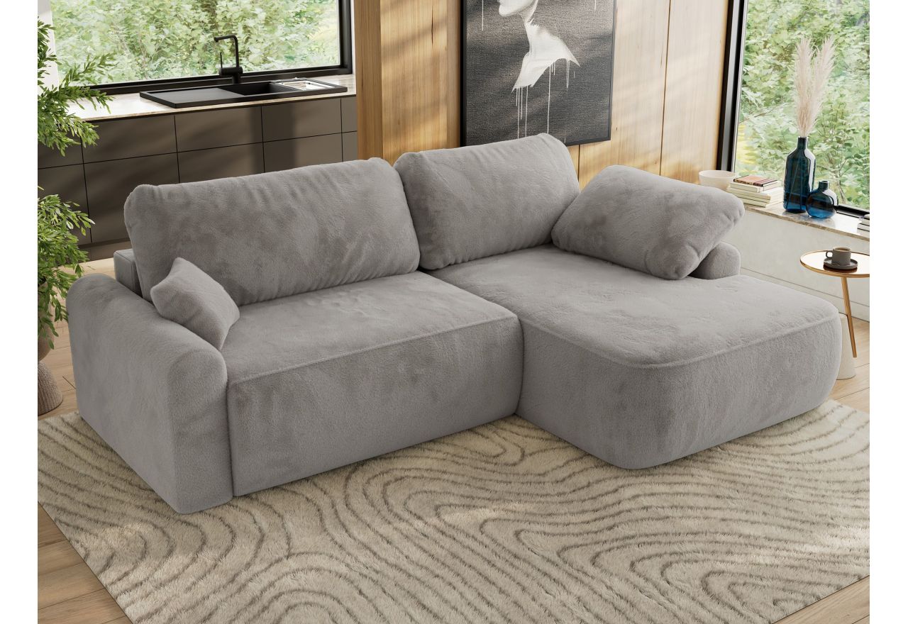 Narożnik CUBO L - strona prawa - jasnoszary, plusz